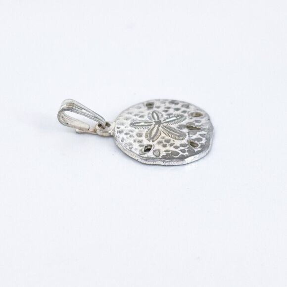 Vintage Silver-Plated Textured Sand Dollar Beach Jewelry Pendant - Picture 3 of 6